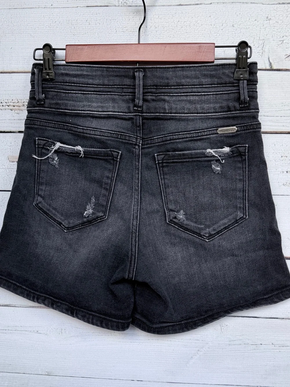 KanCan High-Rise Distressed Double Button Denim Shorts - Size 27